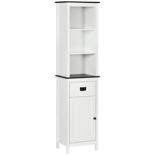 Tall Bathroom Storage Cabinet, Floor Standing with Drawer, Adjustable Shelf, White Bathroom Cabinets White at Gallery Canada