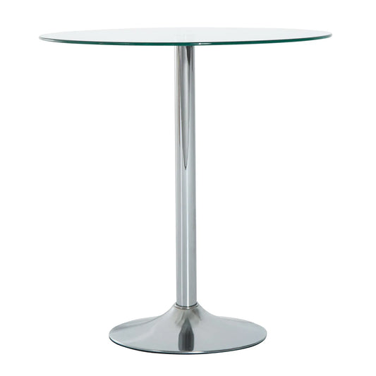 Round Dining Table, Tempered Glass Top, Galvanized Metal Base, Small, Silver Bar Tables & Dining Tables Clear, Silver at Gallery Canada