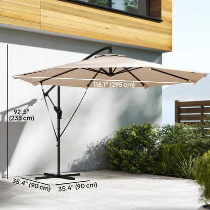 10FT Cantilever Patio Umbrella, 8 Ribs With Cover, Wind Ropes, Khaki Offset Cantilever Umbrellas at Gallery Canada