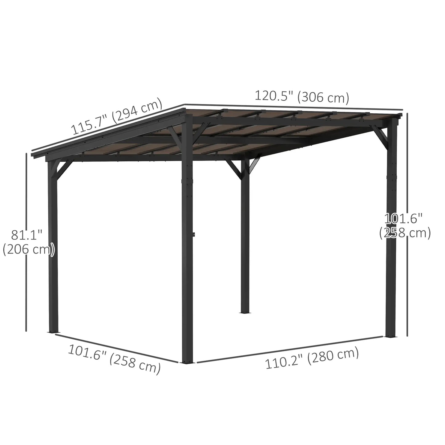 10' x 10' Hardtop Gazebo, Wall Mounted Free Standing, UPF 50+ Waterproof Polycarbonate Roof Pergolas at Gallery Canada