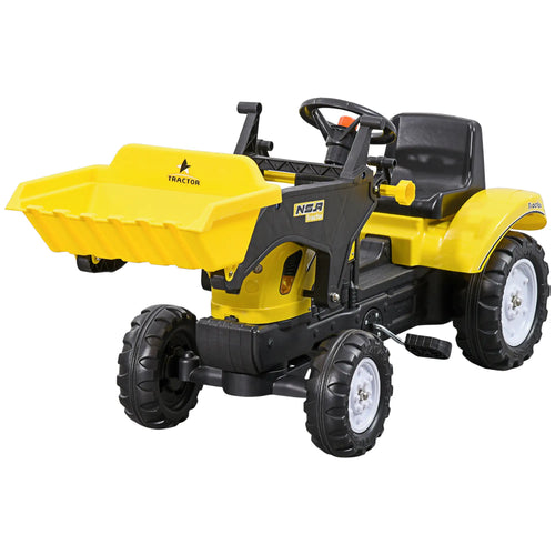 Kids Ride On Tractor, Pedal Construction Car With Front Loader, Yellow