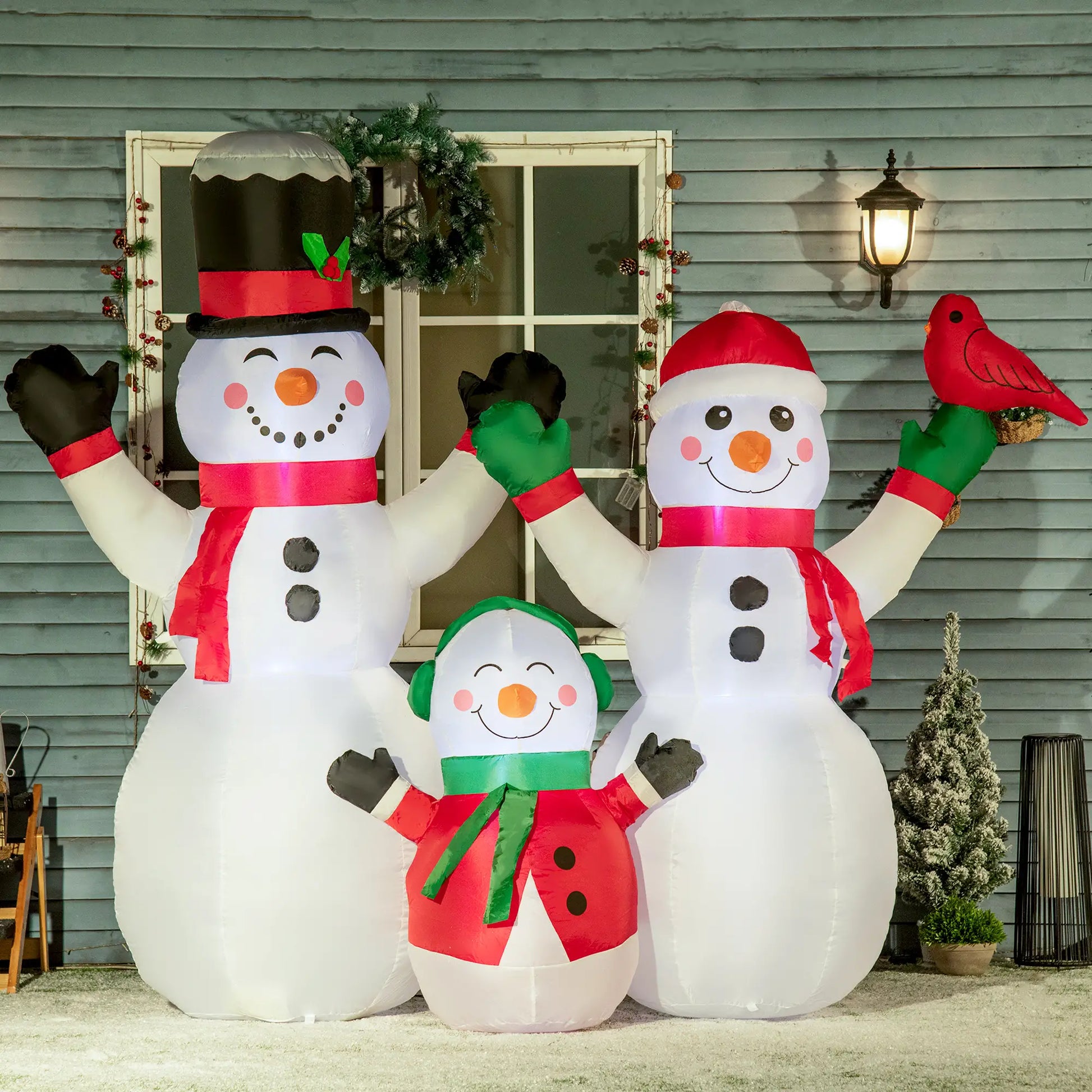 8ft Inflatable Christmas Snowman, LED Yard Display, Red Bird Christmas Inflatables at Gallery Canada