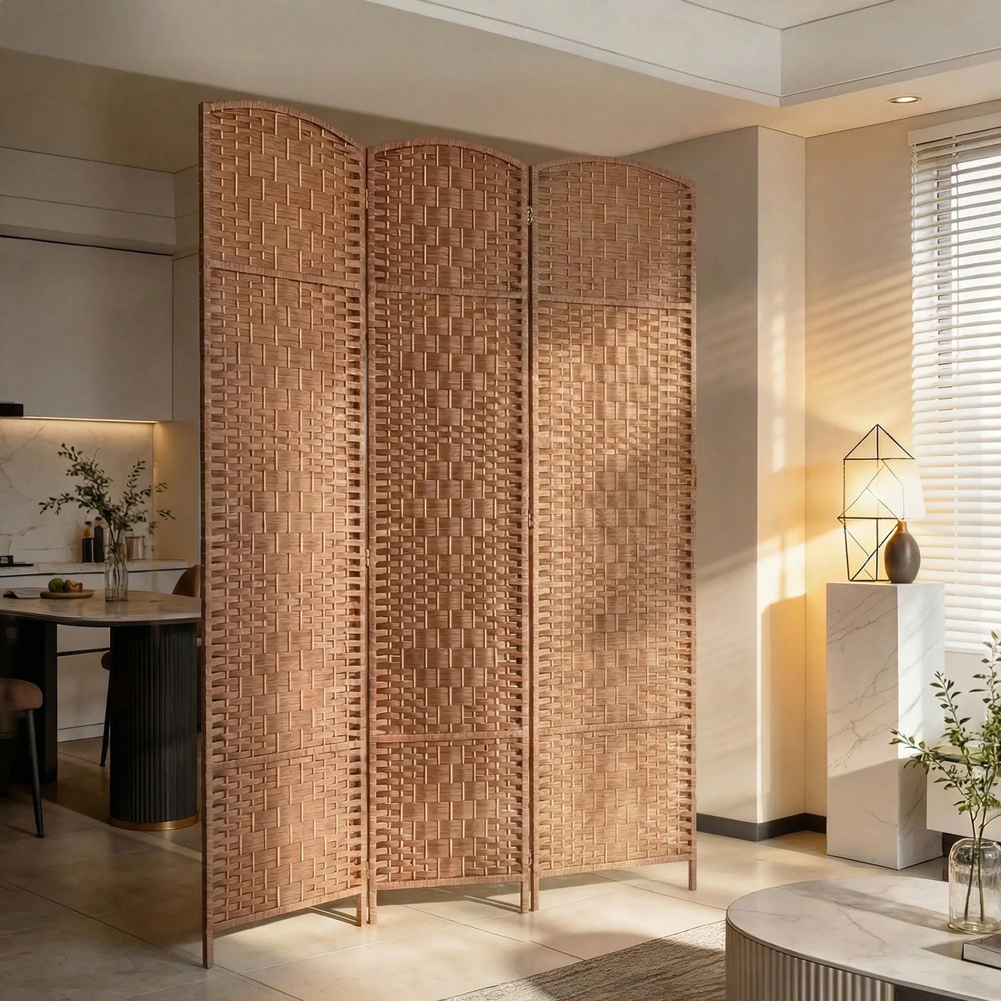 6ft Folding Room Divider, 3 Panel Wooden Frame, Natural Room Dividers at Gallery Canada