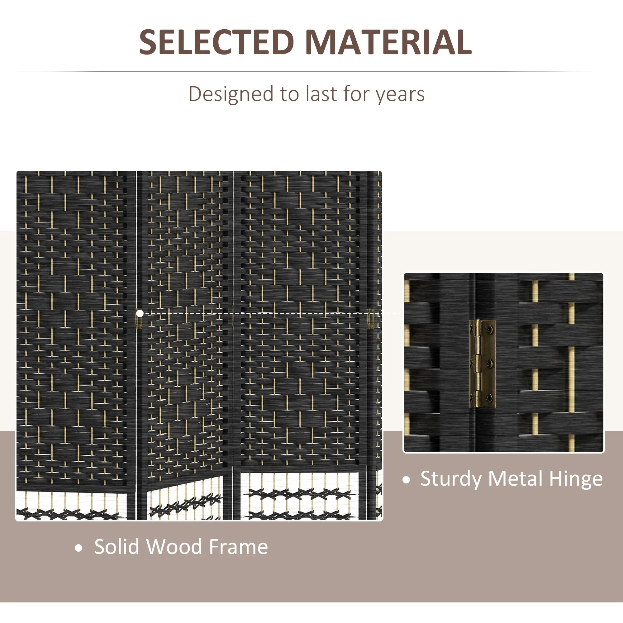 4 Panel Folding Room Divider, Portable Privacy Screen, Black Room Dividers at Gallery Canada