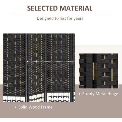 4 Panel Folding Room Divider, Portable Privacy Screen, Black Room Dividers at Gallery Canada