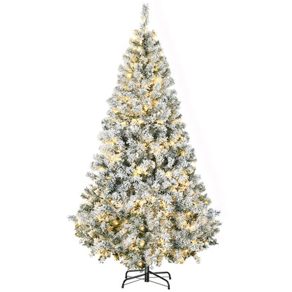 6ft Prelit Snow Flocked Christmas Tree, Metal Base, Warm White LED Pre Lit Christmas Trees at Gallery Canada
