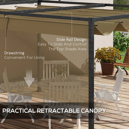 10' x 7' Patio Pergola, Retractable Canopy, Outdoor Sun Shelter, Khaki Pergolas at Gallery Canada