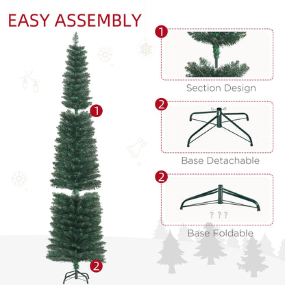 7FT Artificial Christmas Tree, Foldable Black Stand, Green Pencil Christmas Trees at Gallery Canada