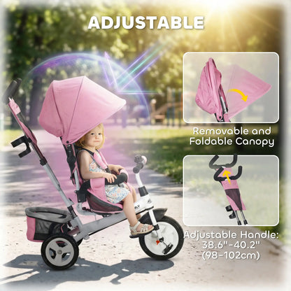 6 in 1 Toddler Tricycle, 1-5 Years, Parent Push Handle, Pink Tricycles for Kids at Gallery Canada