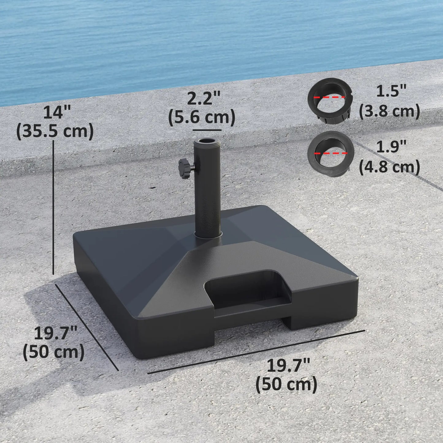 Heavy Duty Outdoor Umbrella Base with Wheels, Holds 73lbs, Black Umbrella Bases at Gallery Canada