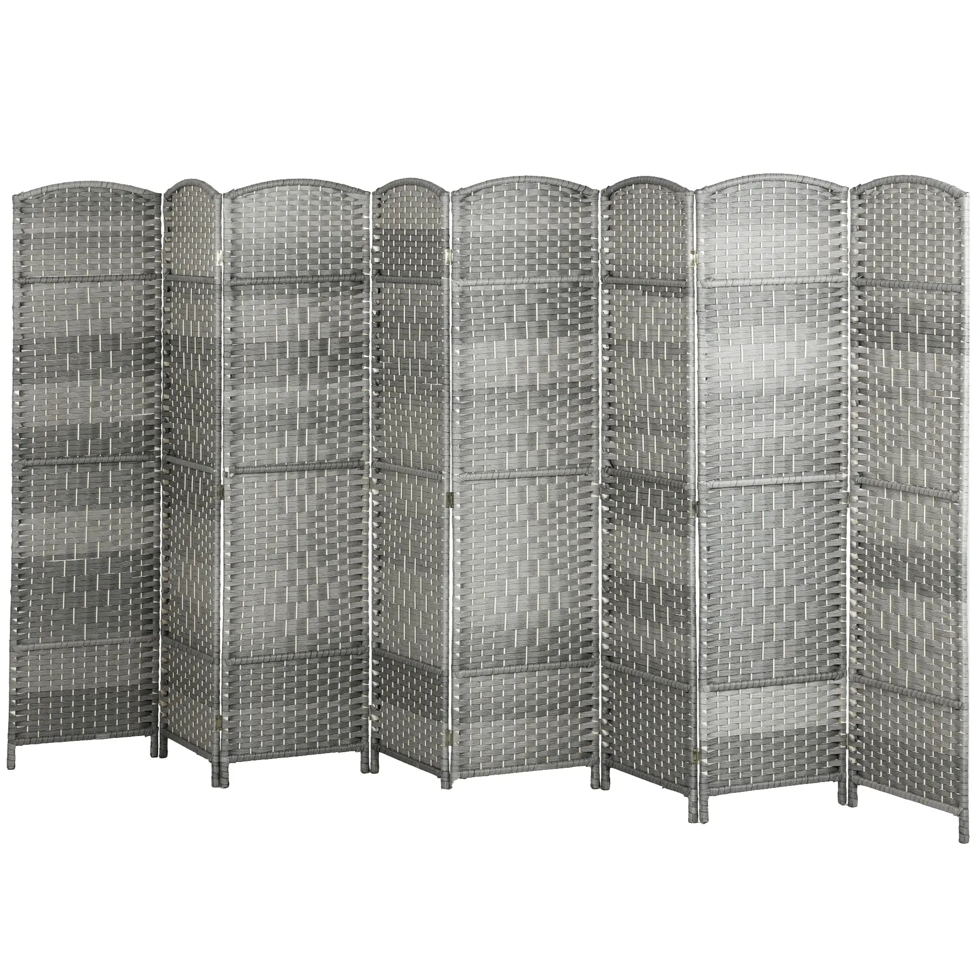 6 Ft Folding Room Divider, 8 Panel Portable Privacy Screen, Mixed Grey Room Dividers Mixed Grey at Gallery Canada