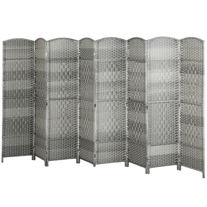 6 Ft Folding Room Divider, 8 Panel Portable Privacy Screen, Mixed Grey Room Dividers Mixed Grey at Gallery Canada