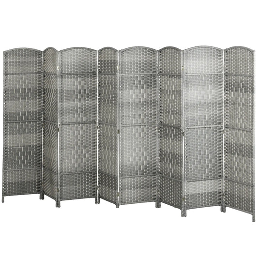 6 Ft Folding Room Divider, 8 Panel Portable Privacy Screen, Mixed Grey Room Dividers Mixed Grey at Gallery Canada