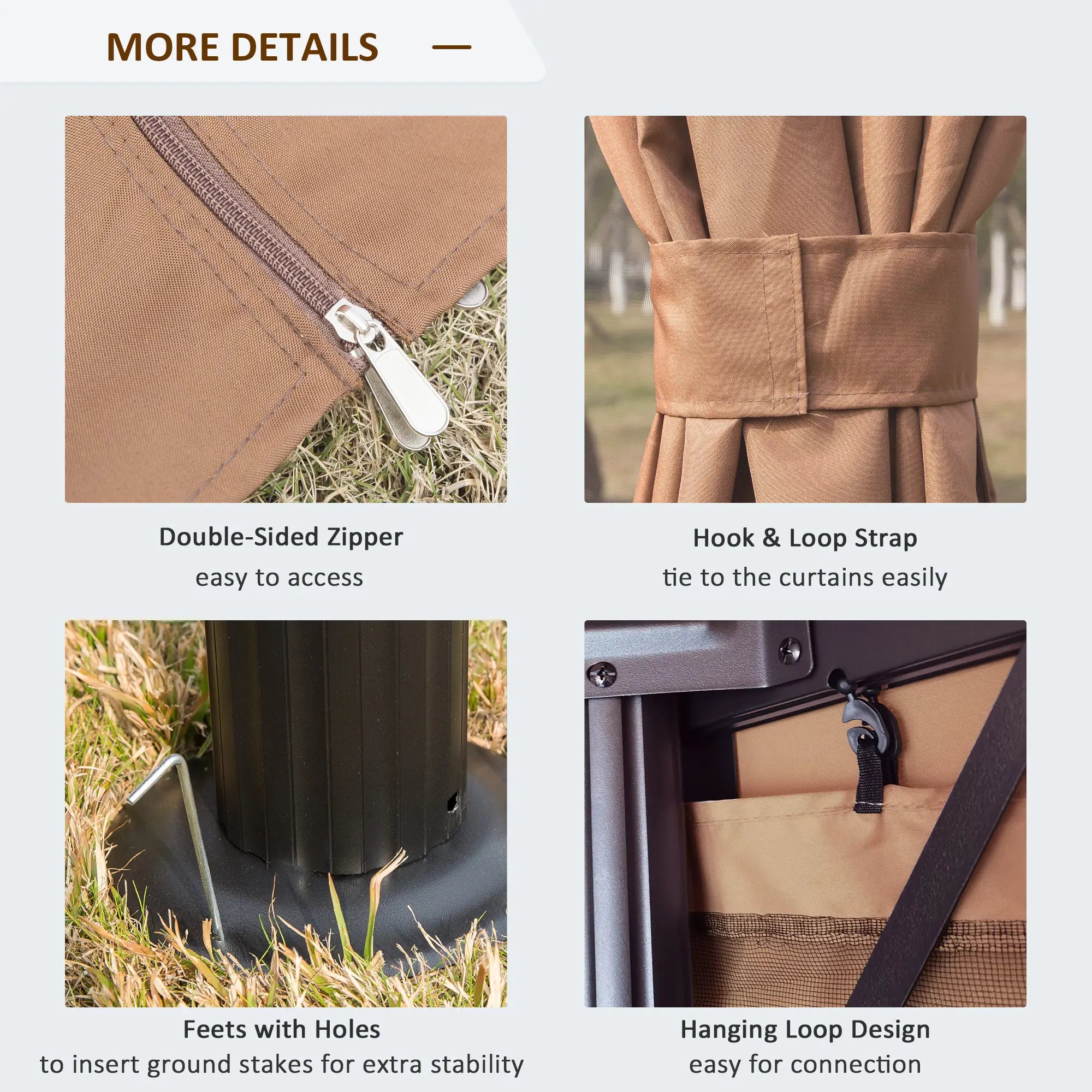 10' x 10' Outdoor Gazebo, Double Soft-Top, with Curtains, Brown Gazebos at Gallery Canada