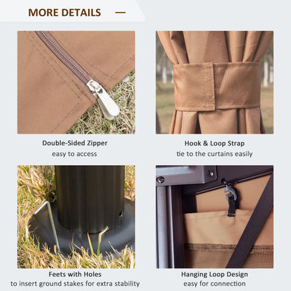 10' x 10' Outdoor Gazebo, Double Soft-Top, with Curtains, Brown Gazebos at Gallery Canada