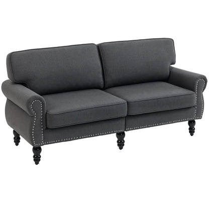 Midback Double Sofa, Sponge Padding, 2 Seater, Rubber Wood Leg, Dark Grey 2-Seater Sofas at Gallery Canada
