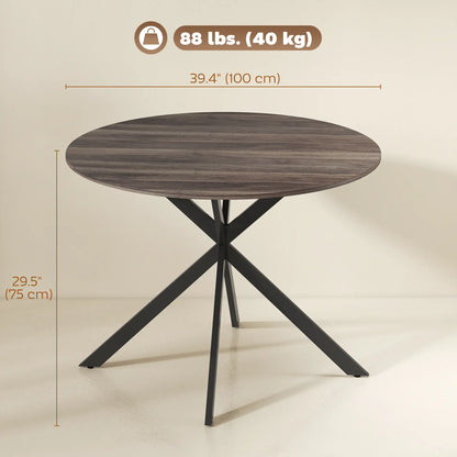 40" Round Kitchen Table For 4, Industrial Dining Table, Distressed Brown Dining Tables at Gallery Canada