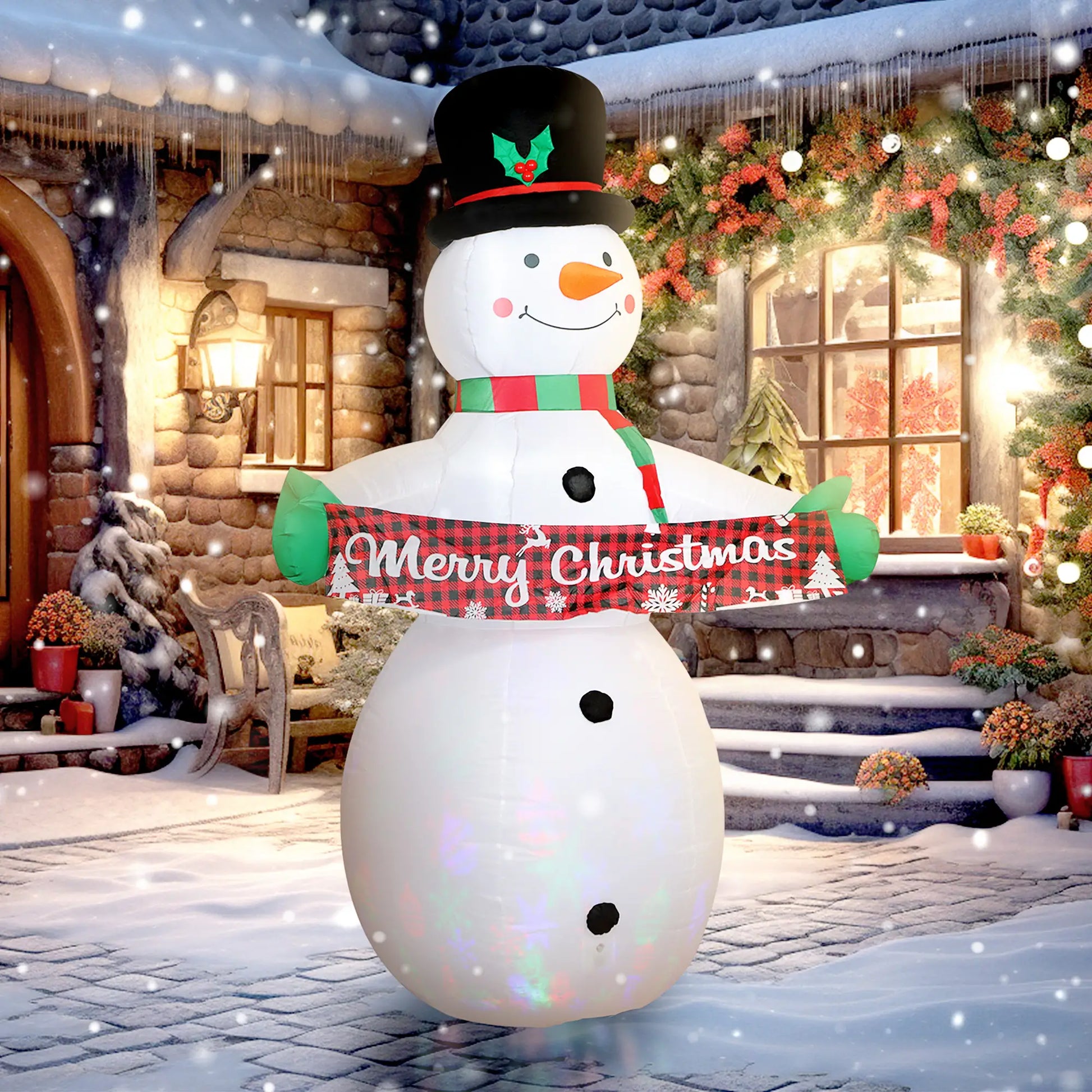 7FT Snowman Inflatable with Motion Music, LED Light Projector Christmas Inflatables at Gallery Canada