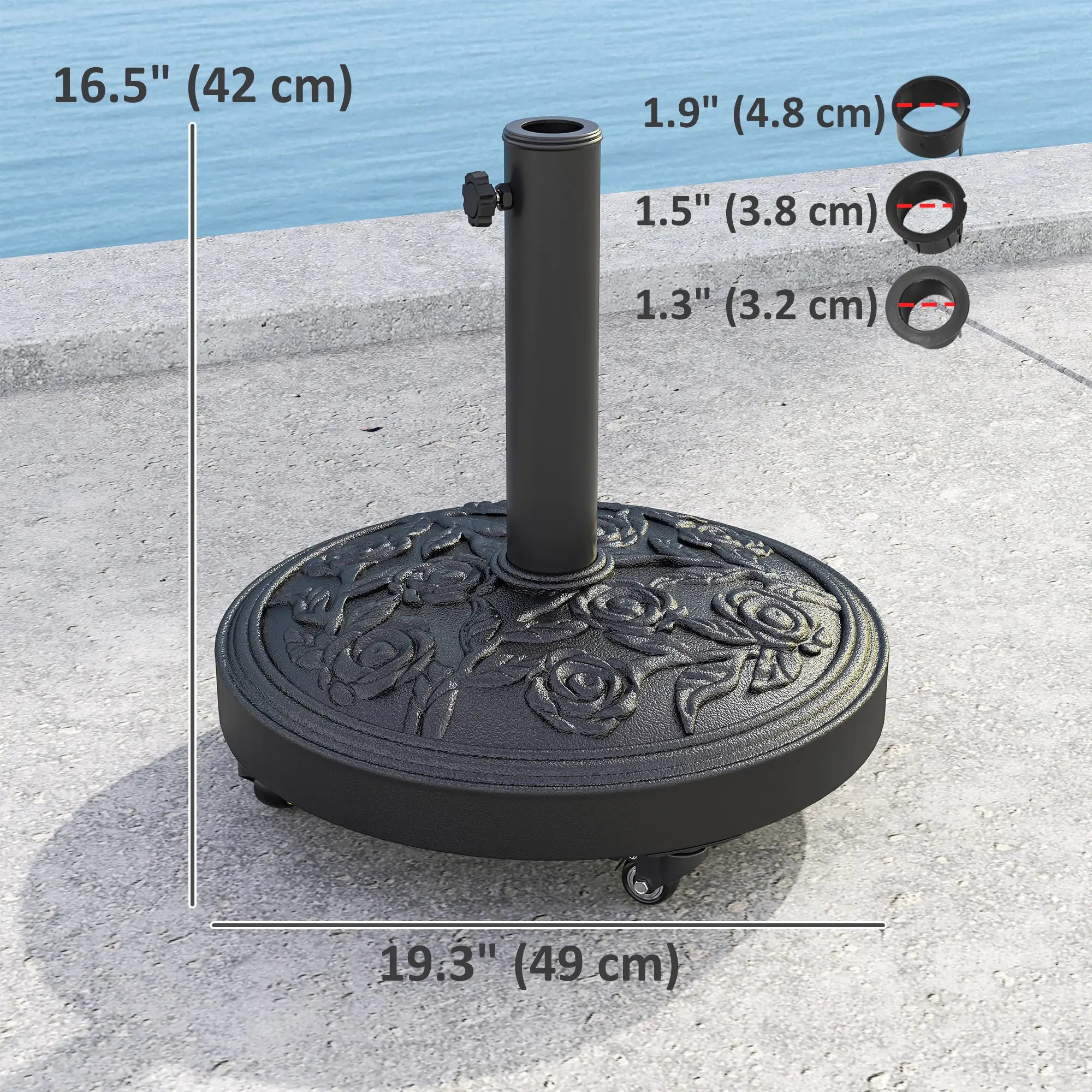 46 lbs Resin Round Patio Umbrella Base With Wheels, Black Umbrella Bases at Gallery Canada