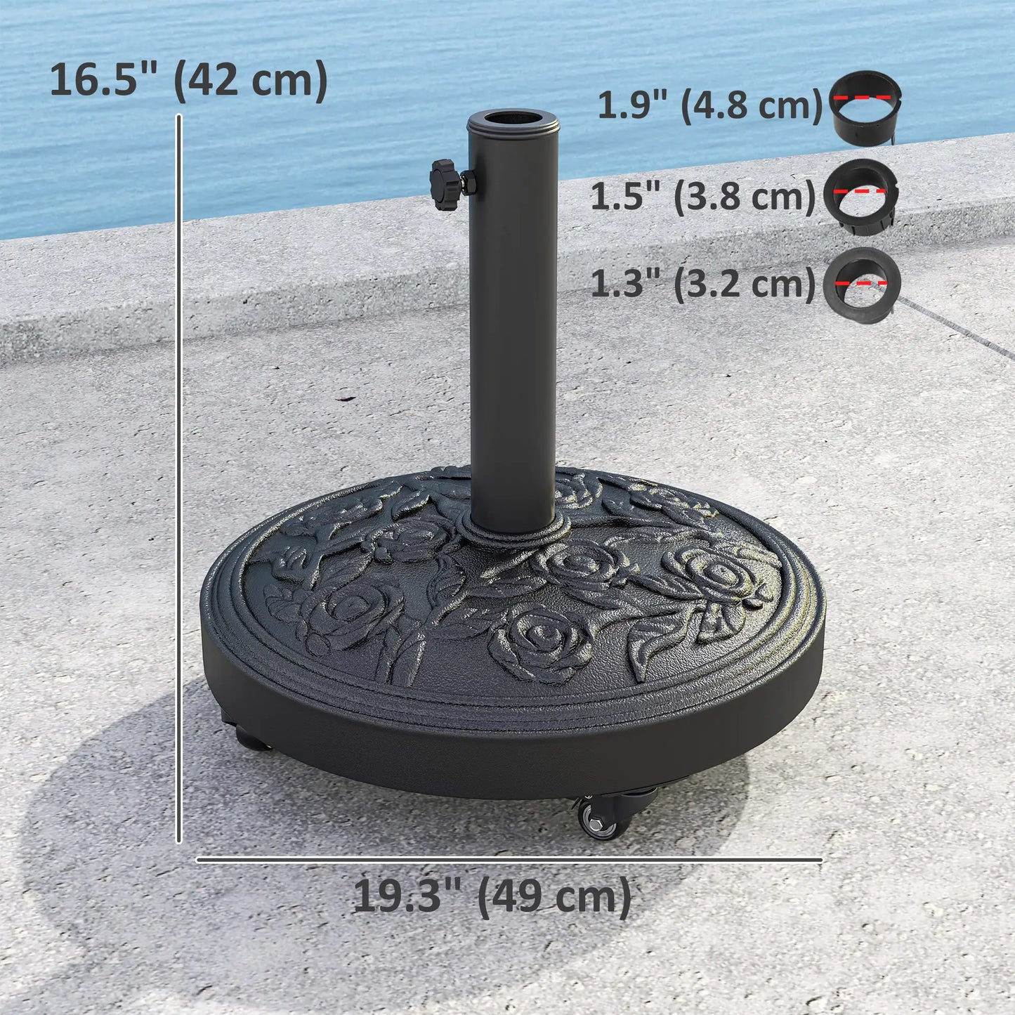 46 lbs Resin Round Patio Umbrella Base With Wheels, Black Umbrella Bases at Gallery Canada