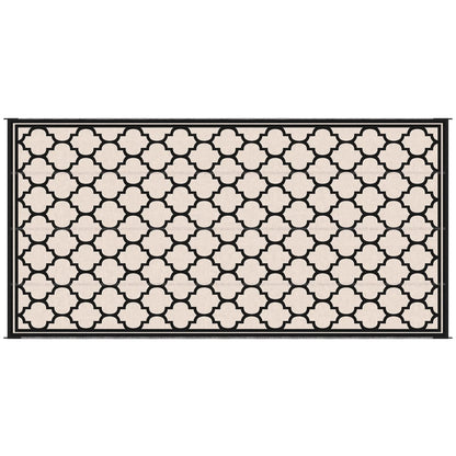 Reversible Outdoor RV Rug, 9' x 18', Patio Floor Mat, Black and Beige Outdoor Reversible Rugs at Gallery Canada