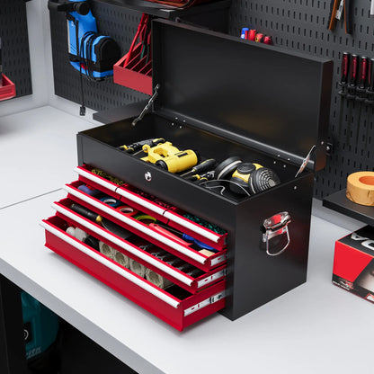 6 Drawer 24" Portable Tool Box with Top Case, Ball Bearing Slides, Metal Tool Chest for Garage, Household and Warehouse Tool Organizers at Gallery Canada