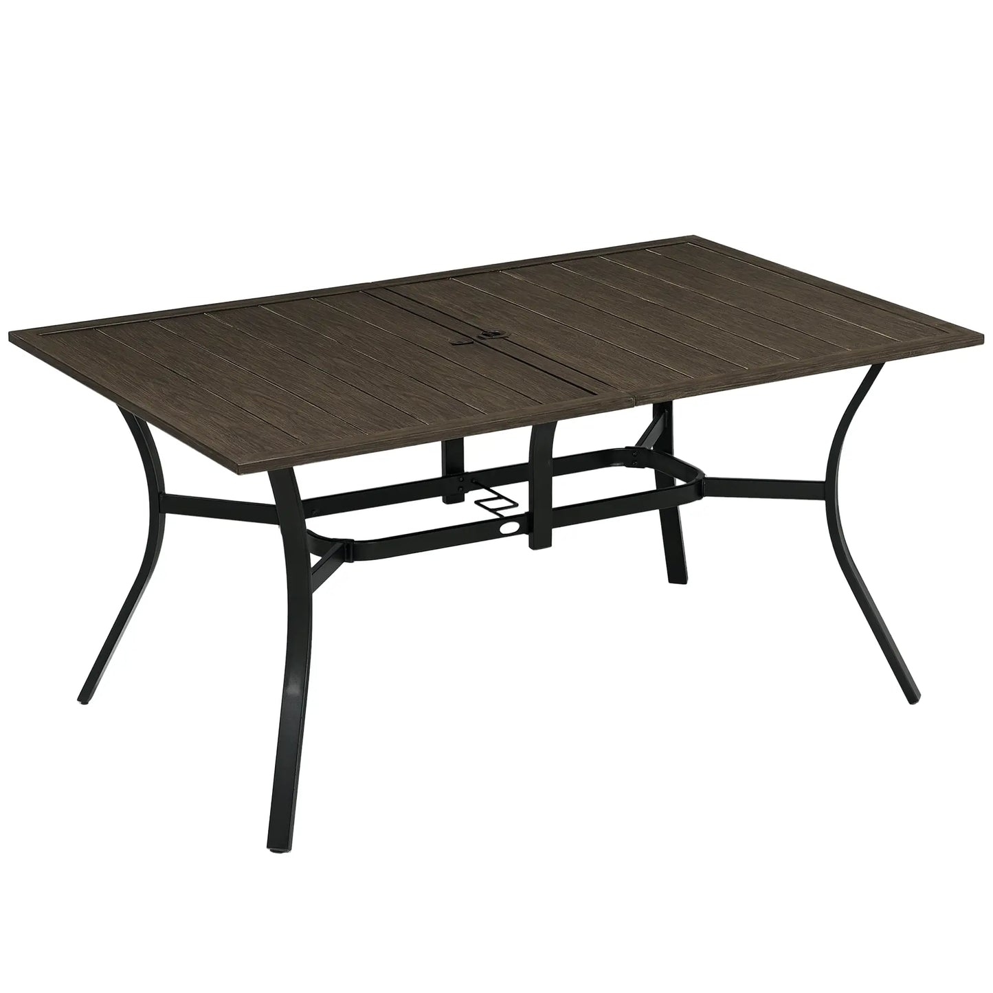 59 Inch Outdoor Dining Table, Steel Frame, Wood Grain, Brown Patio Dinning Tables at Gallery Canada