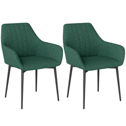 Upholstered Dining Chairs Set of 2, Linen Fabric, Metal Legs, Dark Green Dining Chairs Dark Green at Gallery Canada
