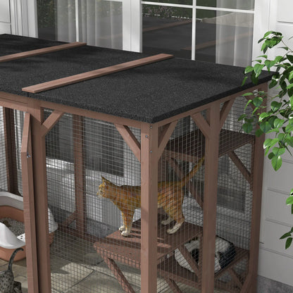 Indoor Outdoor Cat Cage, Catio Enclosure, Small Animal Hutch for Rabbit, Kitten, 3-Level, Lock, Camel Outdoor Cat Enclosures at Gallery Canada