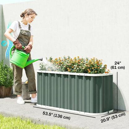 Galvanized Raised Garden Bed, Deep Rot Planter Box, 5' x 2' x 2', Light Green Galvanized Planter Boxes at Gallery Canada