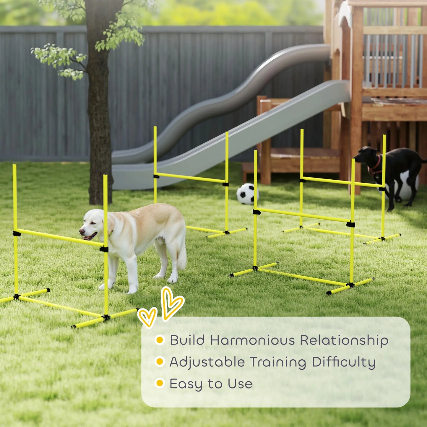 Set of 4 Dog Agility Training Jump Bars, Adjustable, Yellow Dog Agility Training Equipment at Gallery Canada