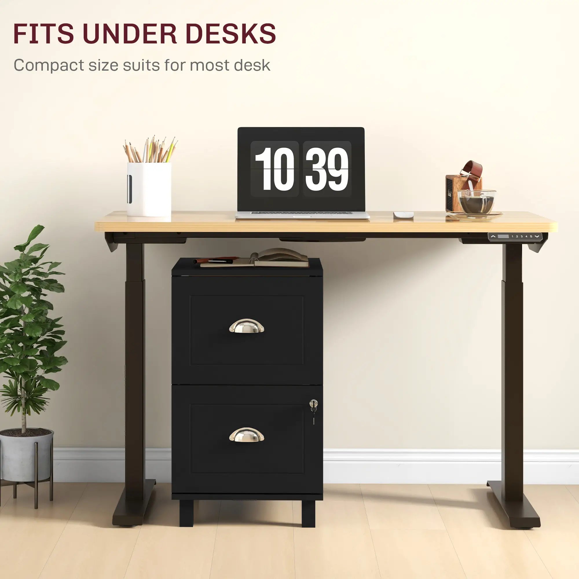 2-Drawer Small Filing Cabinet, Lockable, Adjustable Hanging Bars, Black Office Cabinets & Cupboards at Gallery Canada