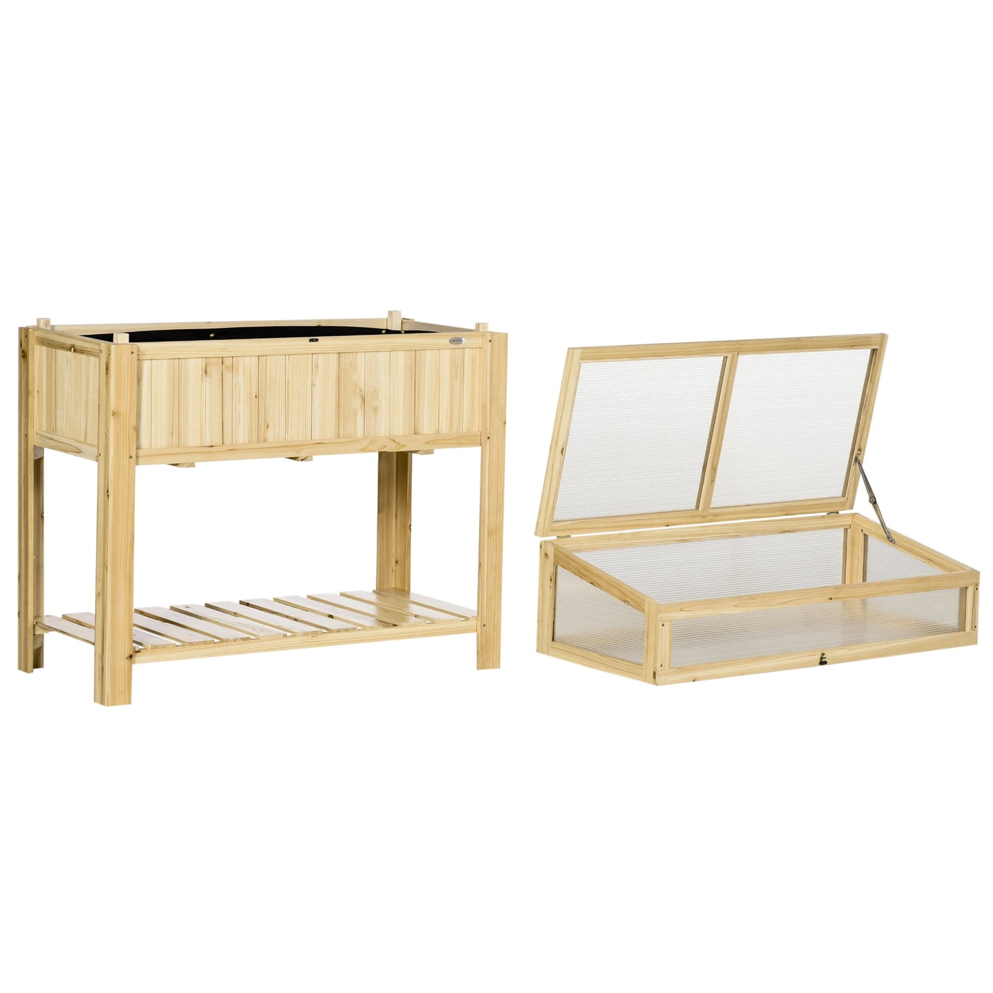 Raised Garden Bed, Outdoor Wooden PVC Elevated Planter Box, Natural Cold Frame Greenhouses at Gallery Canada