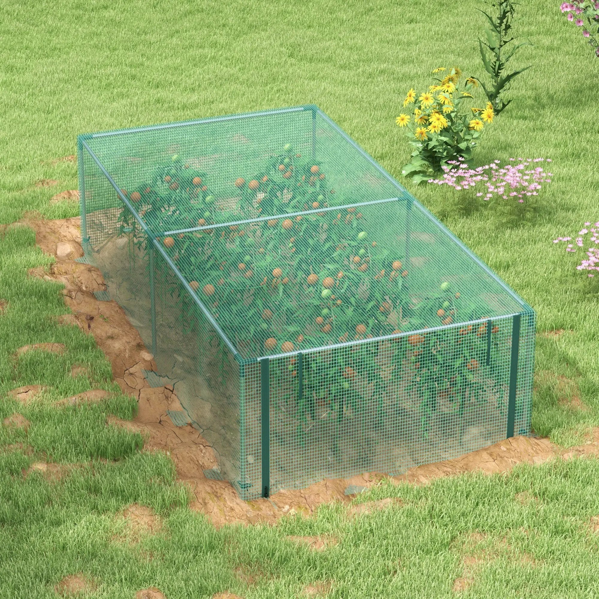 8.1' x 4.1' Plant Protection Cage, Zipper Roll-Up Door, Galvanised Steel Frame Greenhouses at Gallery Canada