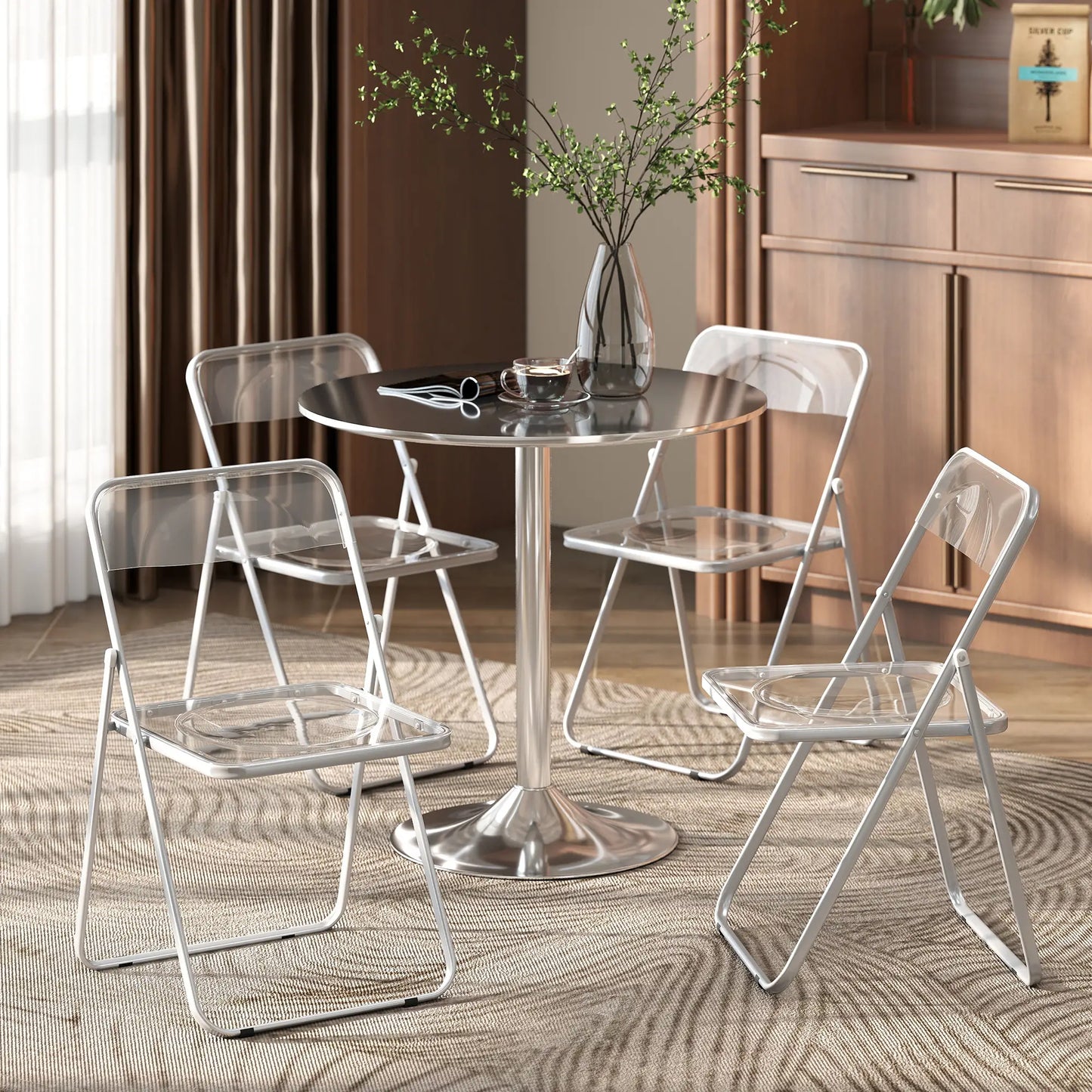 4 Pack Acrylic Foldable Chairs, Transparent, Clear, Clear Dining Chairs at Gallery Canada