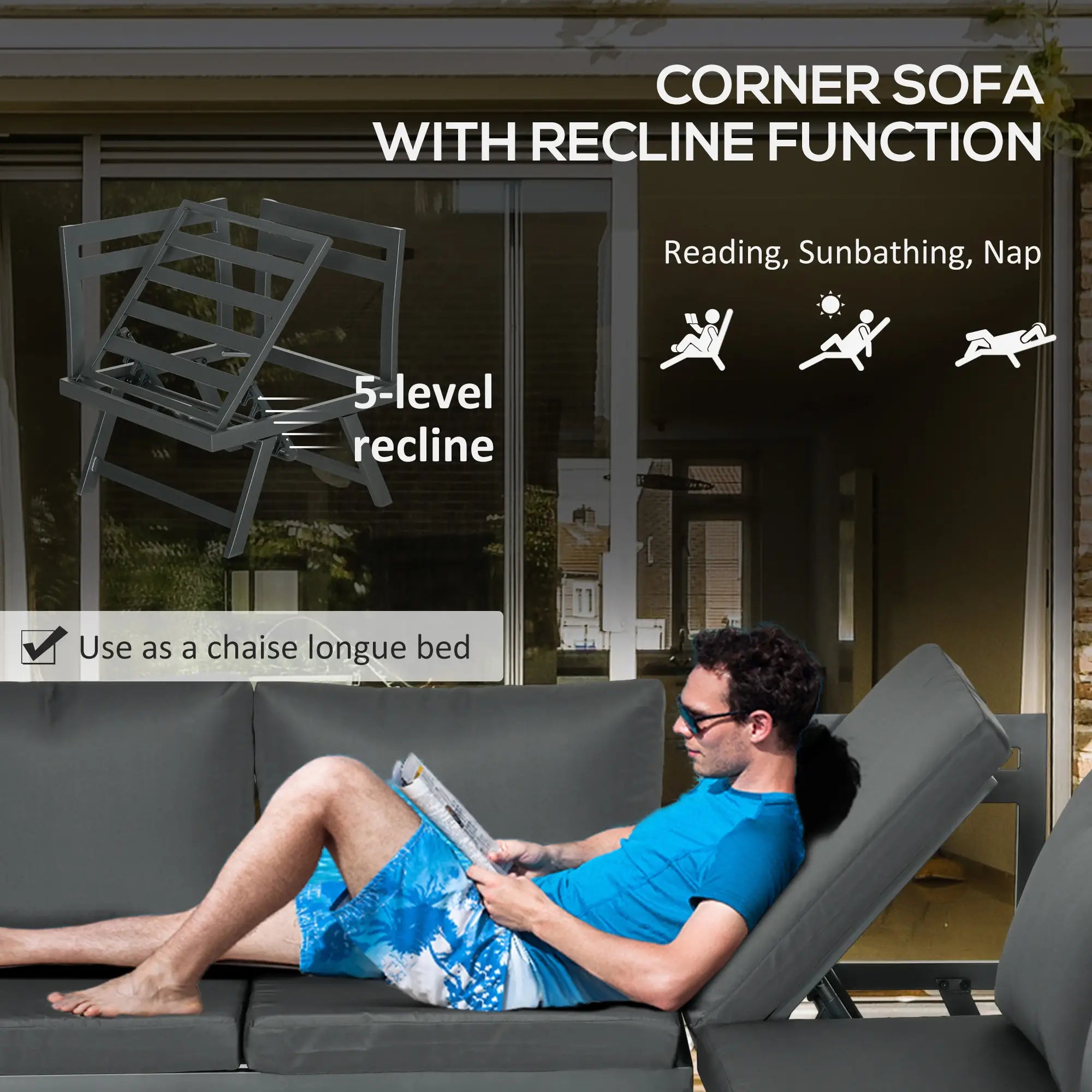 Outdoor Corner Garden Set, 4-Piece Convertible Furniture, Grey Patio Furniture Sets at Gallery Canada