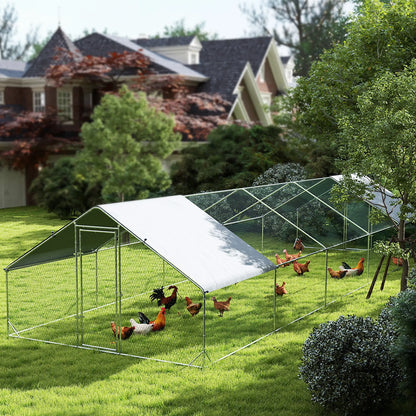 Metal Chicken Coop, Water UV Protection Cover, 9.8' x 32.8' x 6.4' Chicken Coops at Gallery Canada