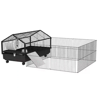 Metal Small Animal Cage, Rabbit Cage, Guinea Pig, Chinchilla, Hedgehog, 47.2" L x 66.9" W x 24.4"H Houses & Habitats at Gallery Canada
