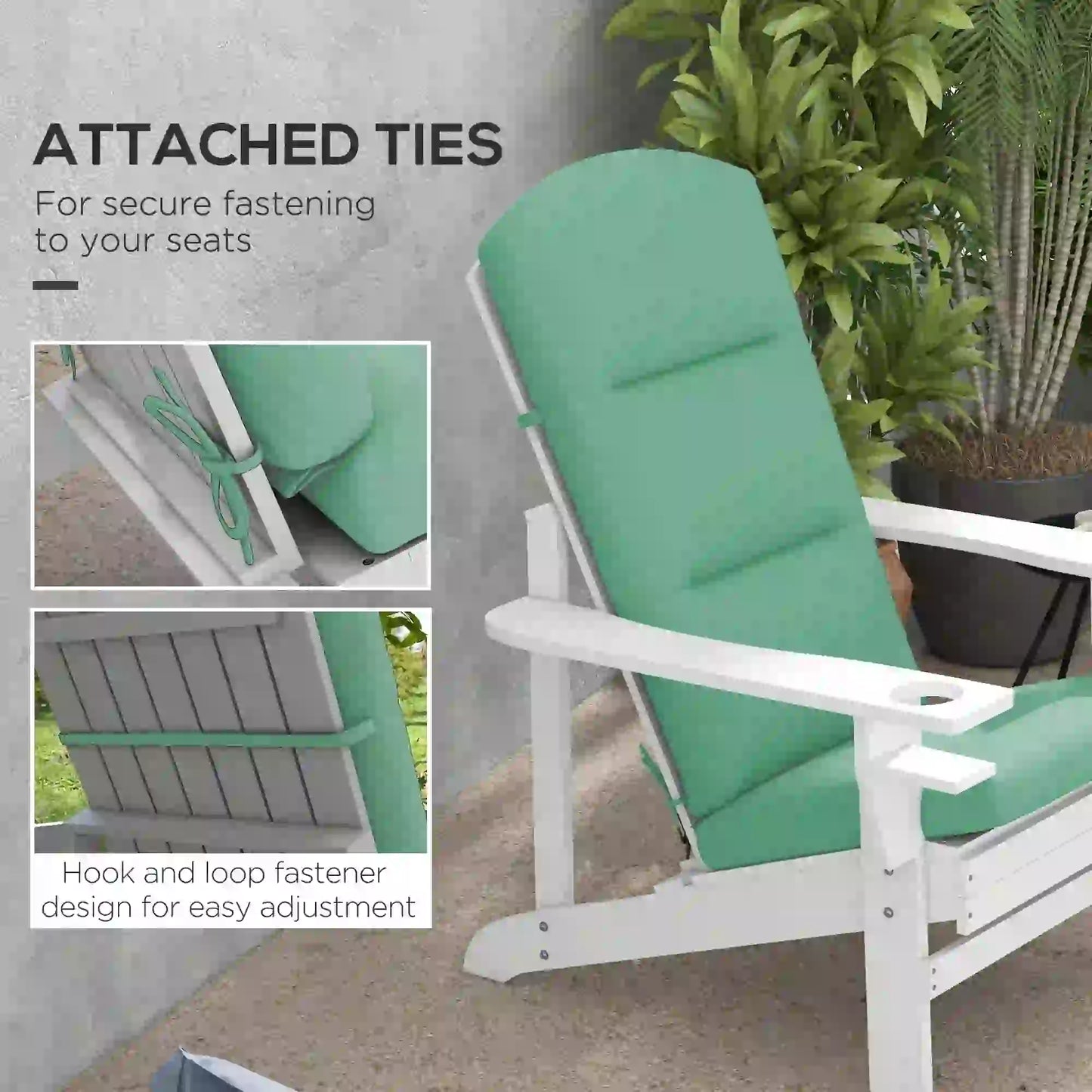 Adirondack Chair Cushion, with Back and Ties, Green Patio Chair Cushions at Gallery Canada