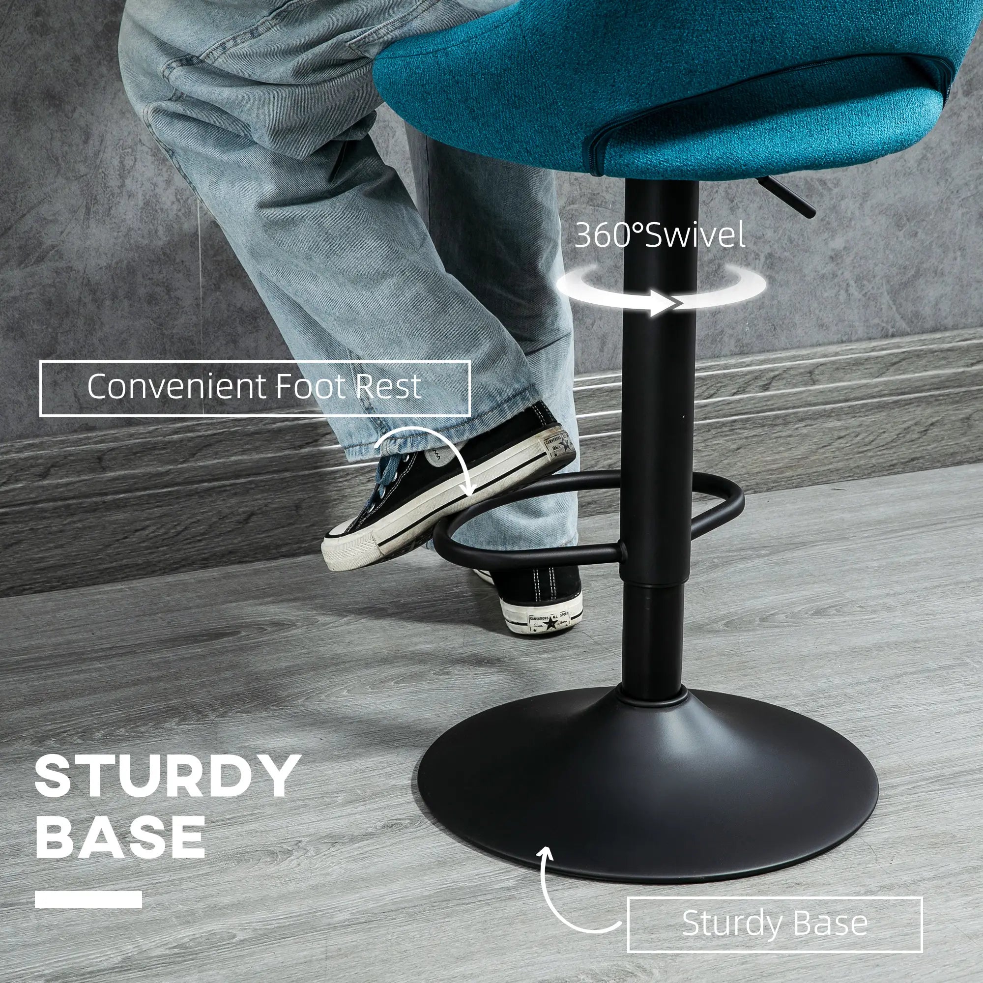 Swivel Counter Height Bar Stools Set of 2, Adjustable Height, Blue Bar Stools at Gallery Canada
