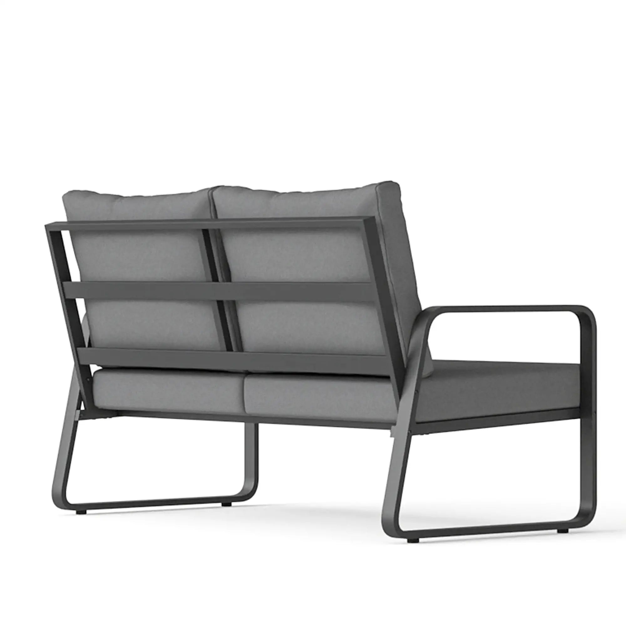 Outdoor Sofa, Thick Cushions, Patio Loveseat, 2 Seater, Black And Light Grey Patio Furniture Sets at Gallery Canada