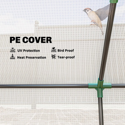 Serre tunnel miniature, 47" x 24" x 24", Cadre en acier Couverture PE, Blanc