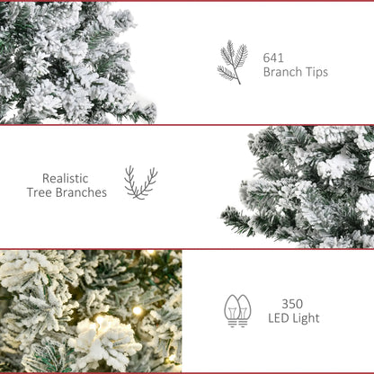 7.5 Feet Prelit Snow Flocked Christmas Tree, Warm White LED, Green, White Pre Lit Christmas Trees at Gallery Canada
