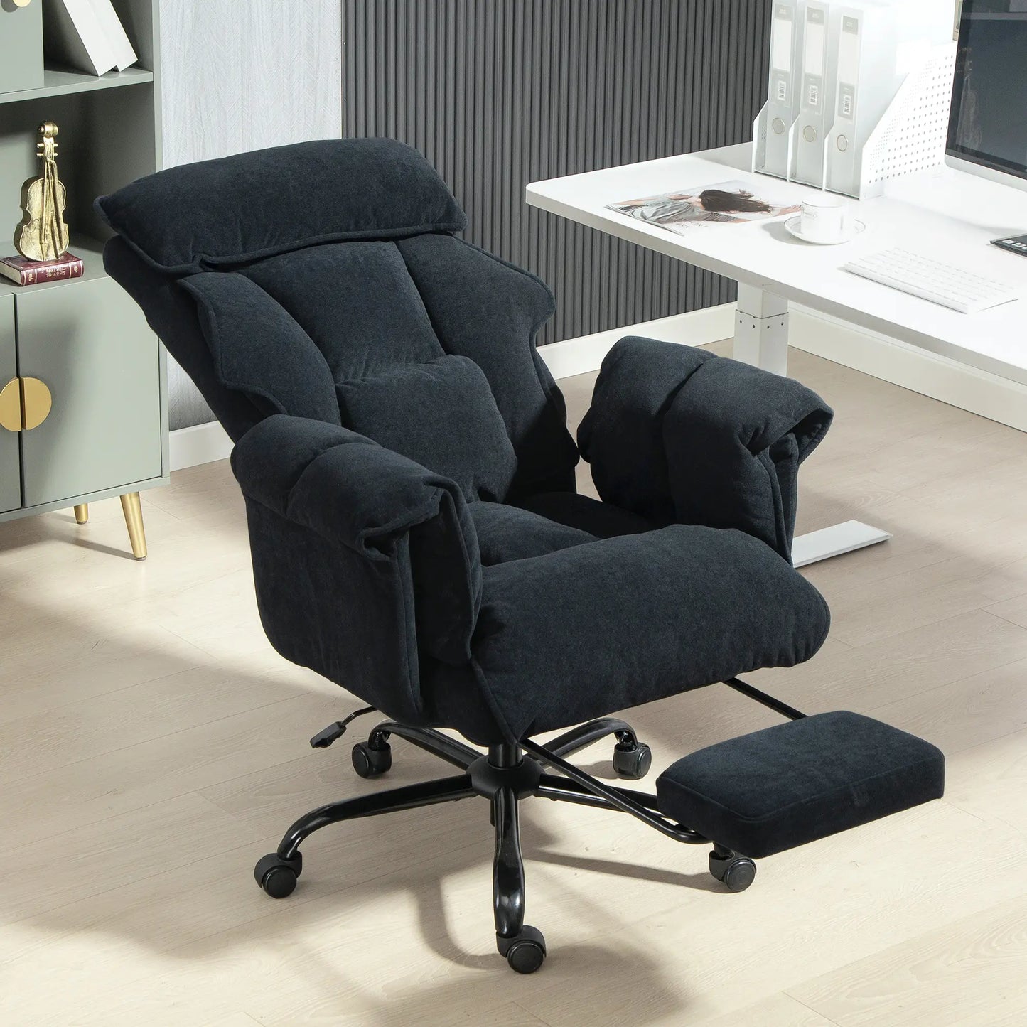 Ergonomic Desk Chair with Footrest, Adjustable Backrest, Lumbar Support, Black Executive & Manager Chairs at Gallery Canada