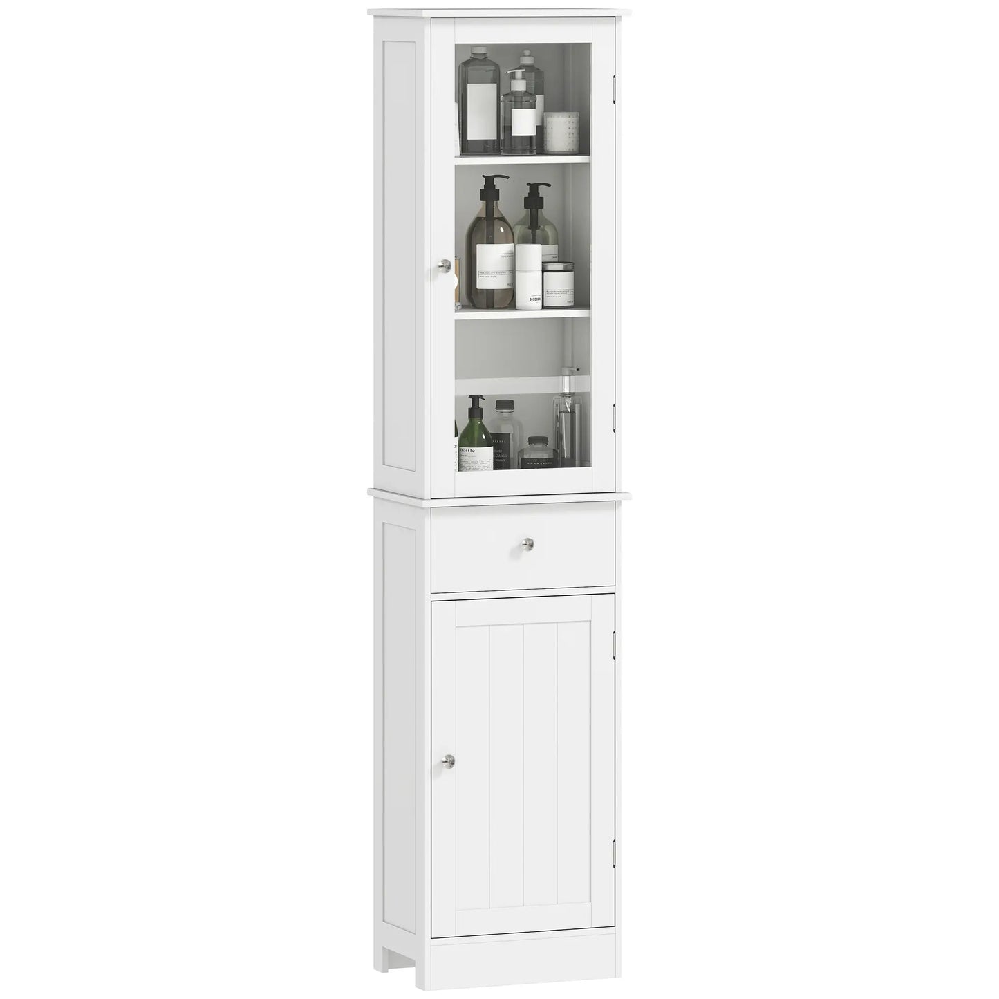 Tall Bathroom Storage Cabinet, 2 Doors, Adjustable Shelves, White Bathroom Cabinets White at Gallery Canada