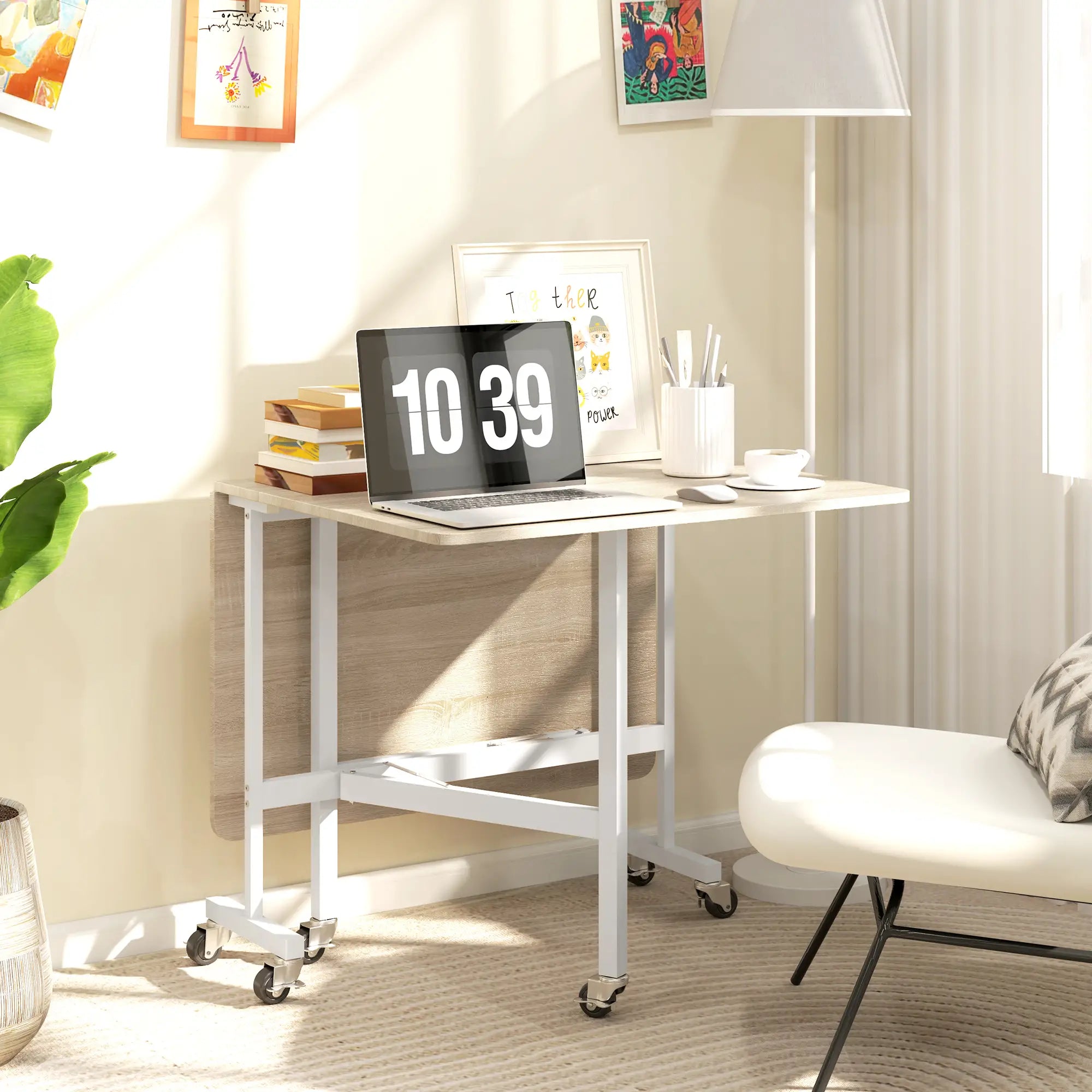 6-Seater Drop-Leaf Dining Table With Wheels, Oak Dining Tables at Gallery Canada