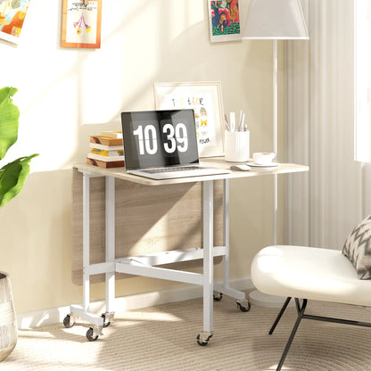 6-Seater Drop-Leaf Dining Table With Wheels, Oak Dining Tables at Gallery Canada