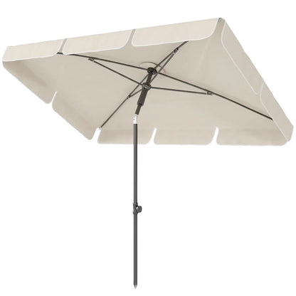 6' x 4' Beige Rectangular Patio Umbrella with Tilt Crank, Beige Sun Umbrellas Beige, Grey at Gallery Canada