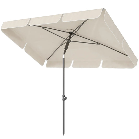 6' x 4' Beige Rectangular Patio Umbrella with Tilt Crank, Beige Sun Umbrellas Beige, Grey at Gallery Canada