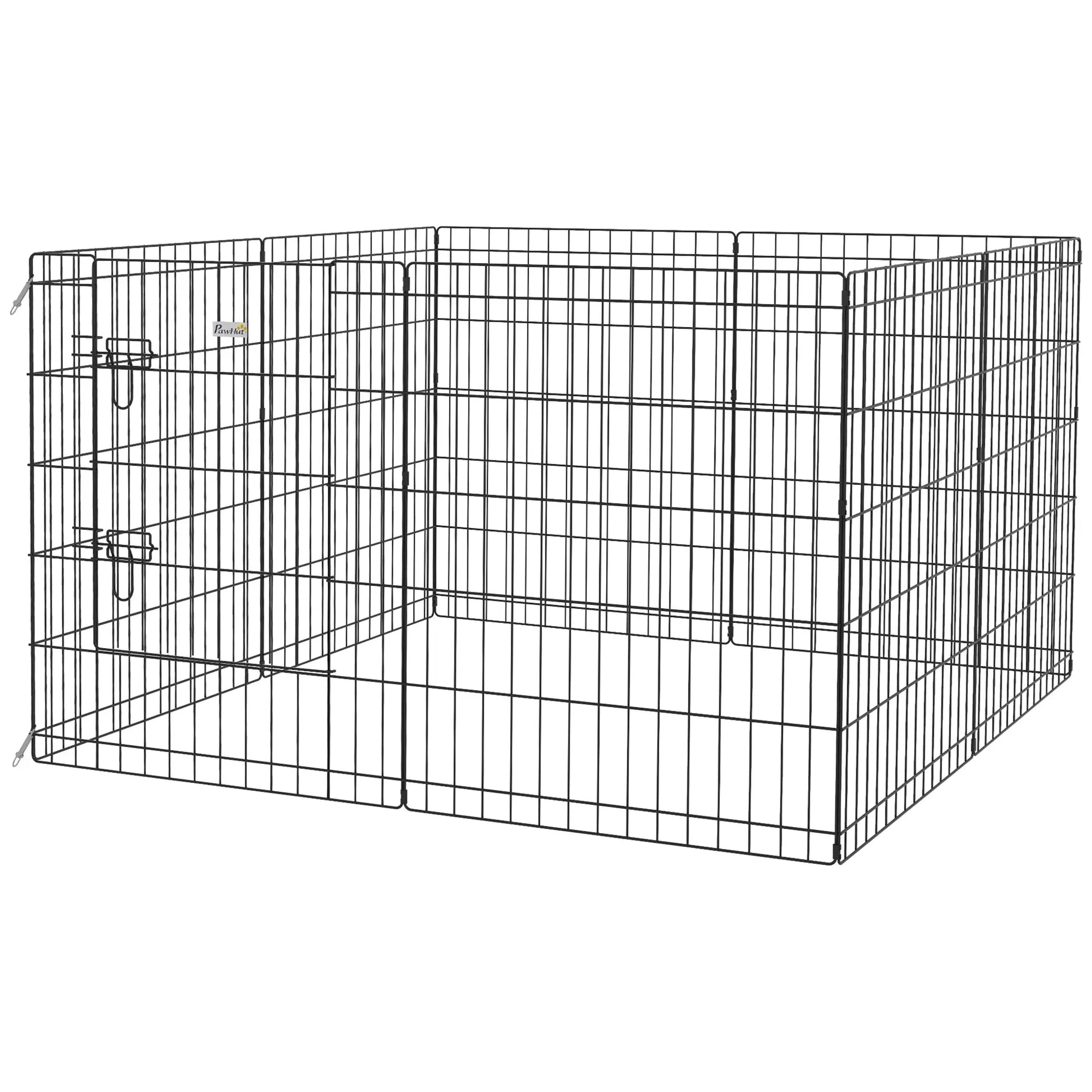 30inch Foldable Metal Pet Playpen, Dog Kennel Cage, 8 Panel Houses, Kennels & Pens Black at Gallery Canada